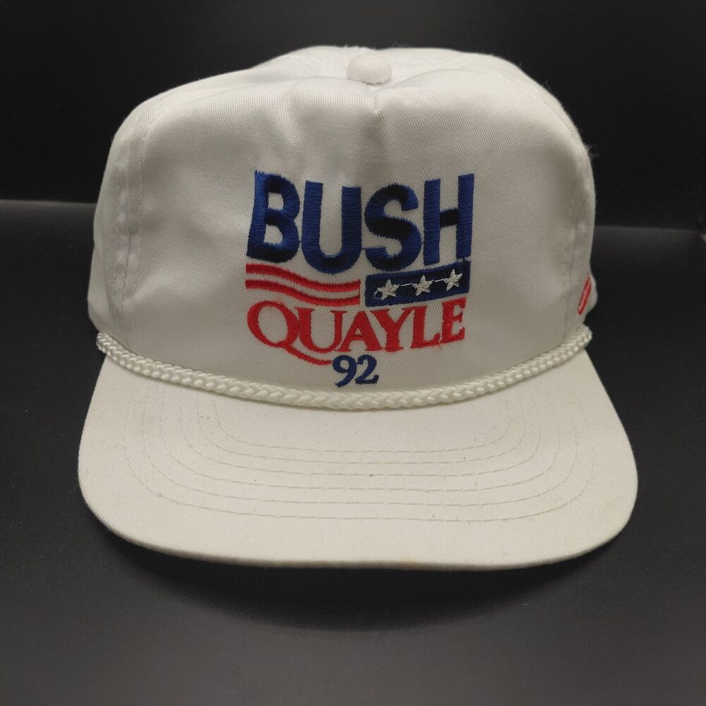 SIGNED 1992 George Bush Quayle Presidential Re-Election Campaign Hat Cap